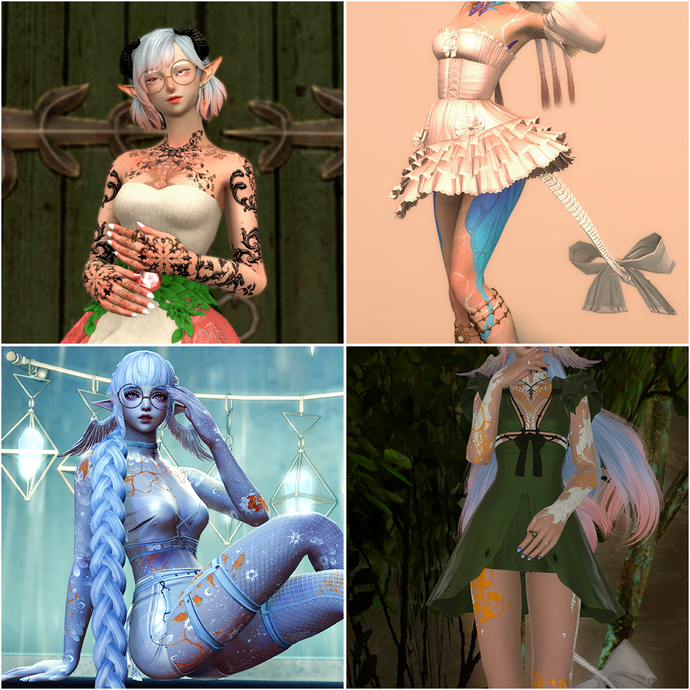 tattoo/makeup mashups - $3 or $5 if scales/hair